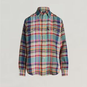 Polo by Ralph Lauren plaid linen  Casual Button Down Shirt